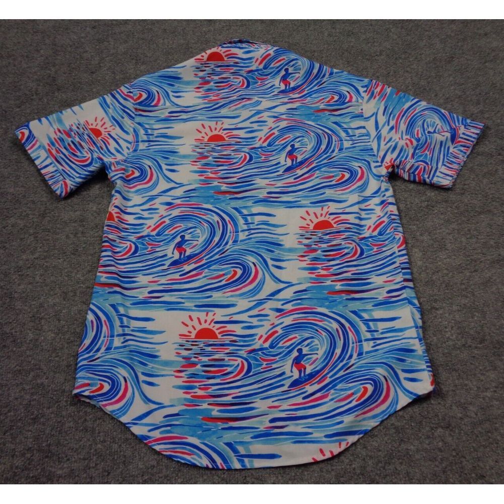 RSVLTS Shirt Mens S Blue Waves Surfer Sunset Hawaiian Dare Mighty Things - Picture 3 of 12